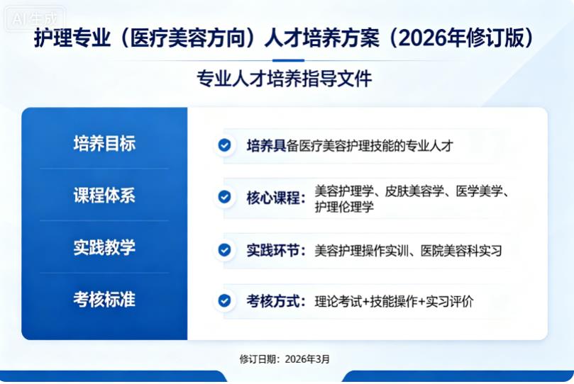 护理专业（医疗美容方向）人才培养方案（2026年修订版）